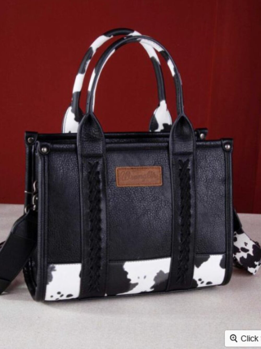 Wrangler Cow Print Cowhide Print Western Satchel Tote Crossbody Bag, NWT